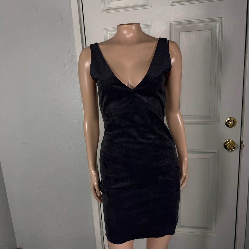 Wilfred Free Jones Bodycon Women Dress 2 Shift Faux Suede Deep V Neck Zip G4-9